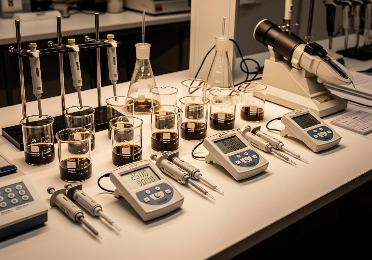Laboratory equipment used for independent testing of CQA levels in coffee samples
